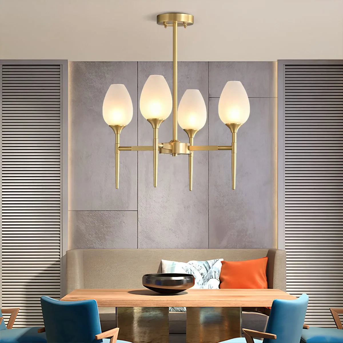 American All-Copper Bud Glass Chandelier | Desfino
