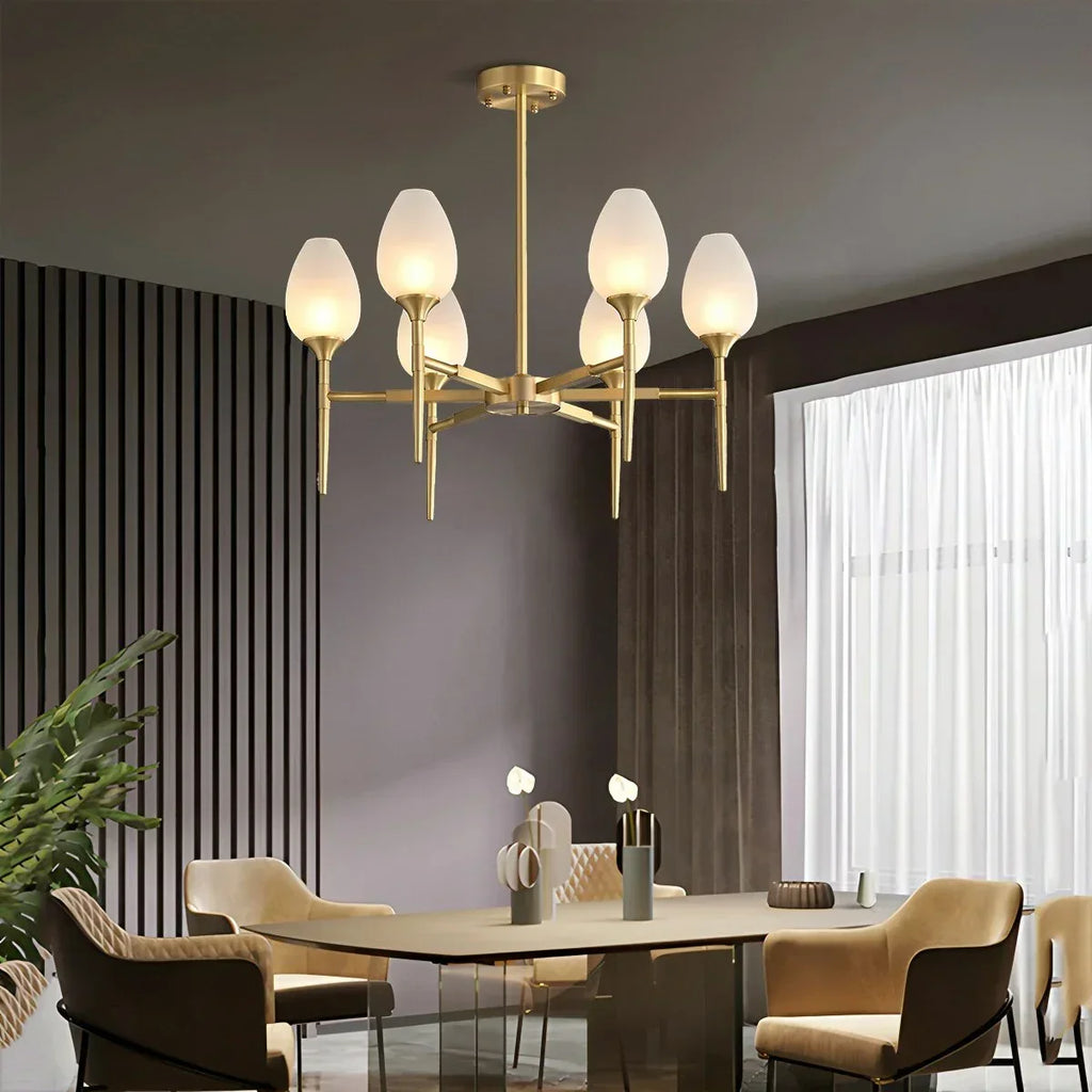 American All-Copper Bud Glass Chandelier | Desfino