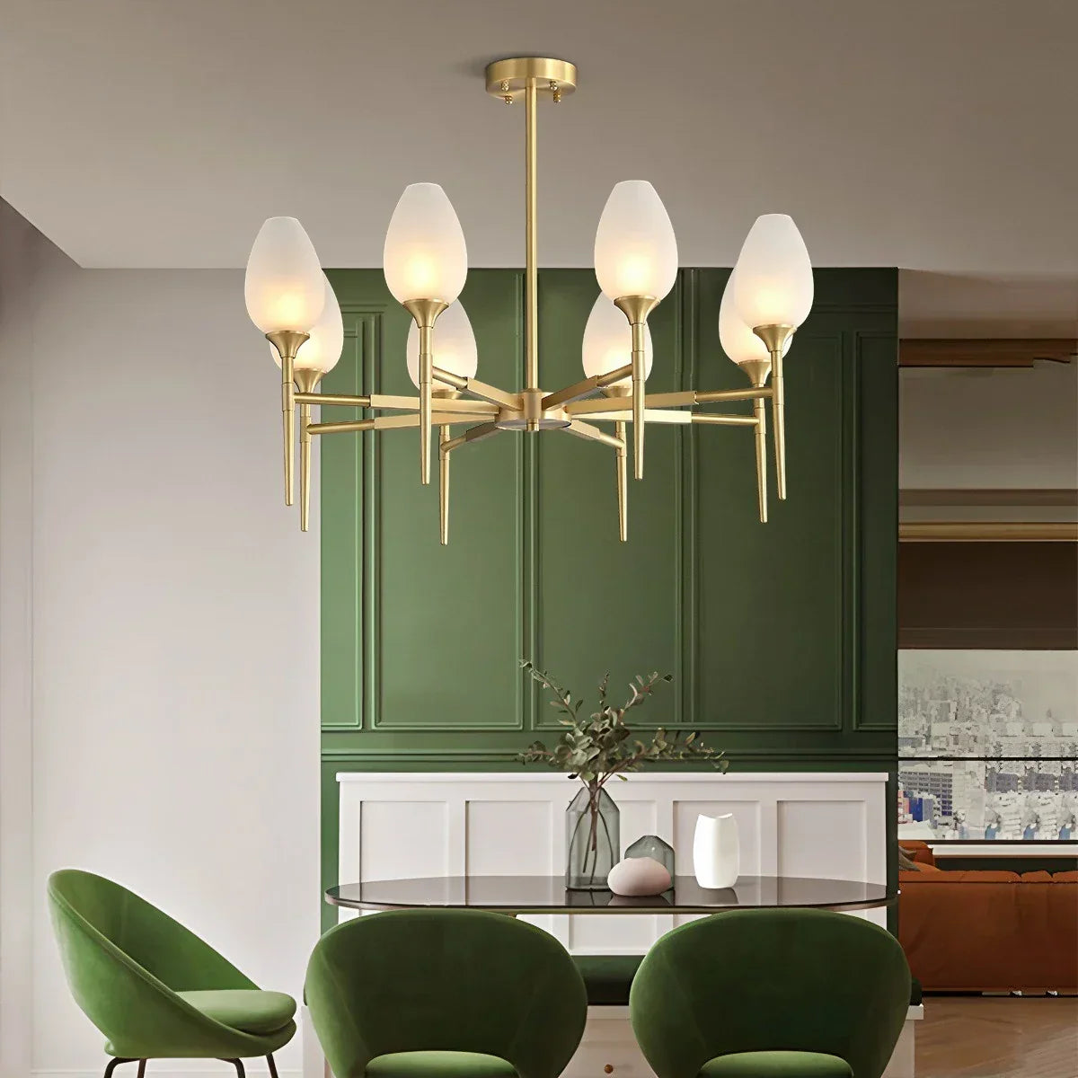 American All-Copper Bud Glass Chandelier | Desfino