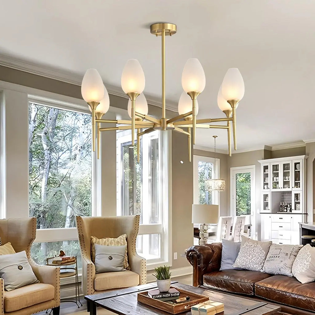 American All-Copper Bud Glass Chandelier | Desfino
