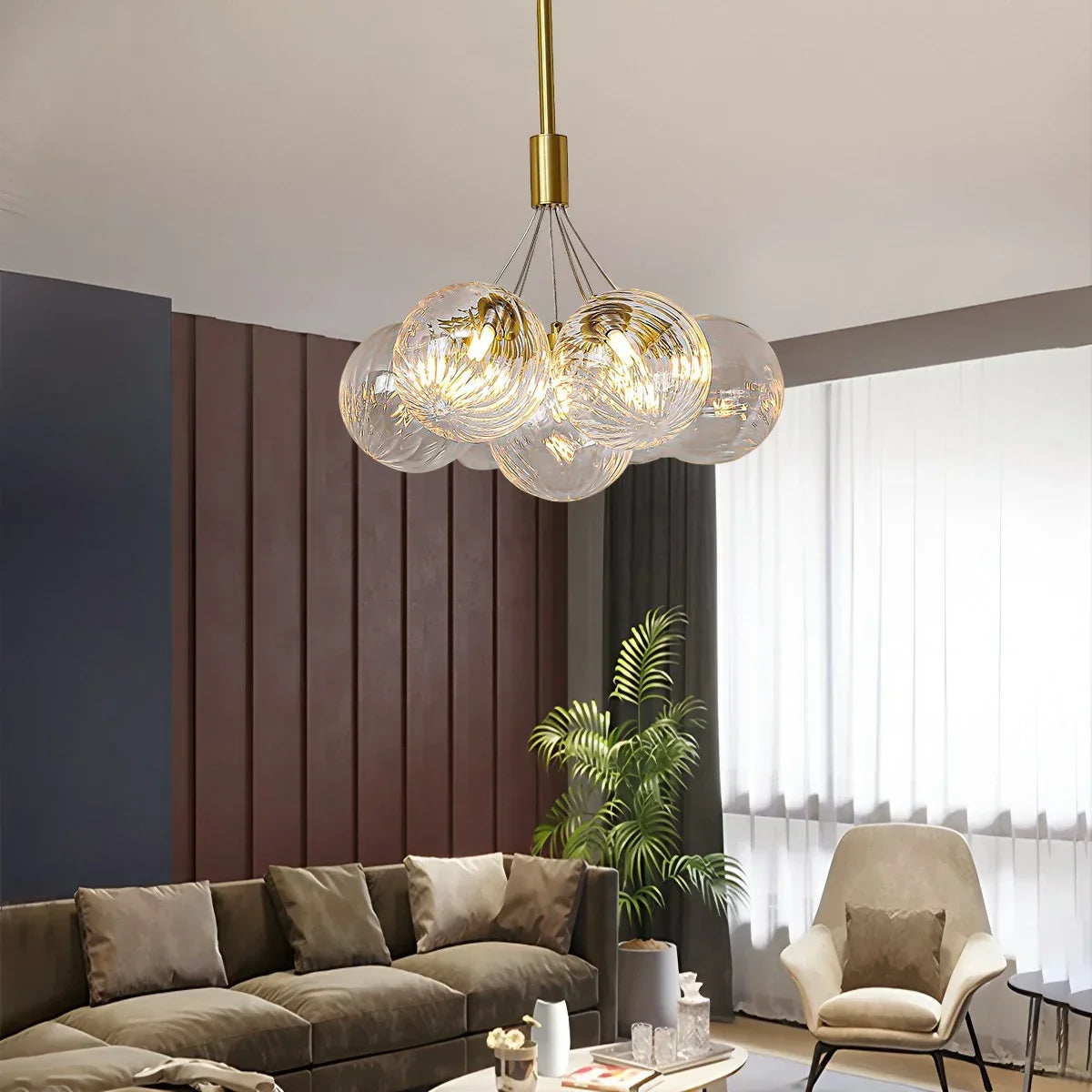 Luxury All Copper Glass Bubble Ball Chandelier | Desfino