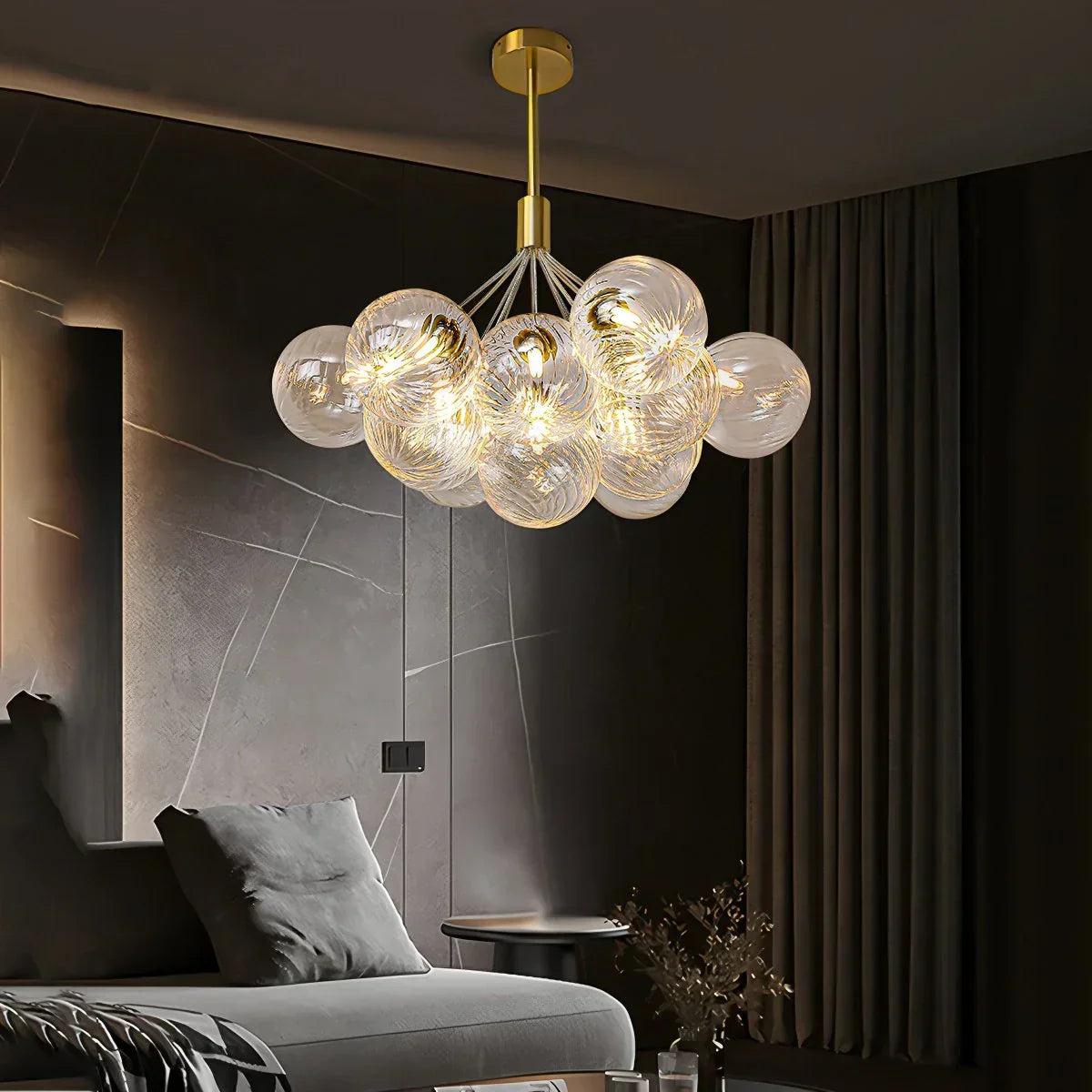 Luxury All Copper Glass Bubble Ball Chandelier | Desfino