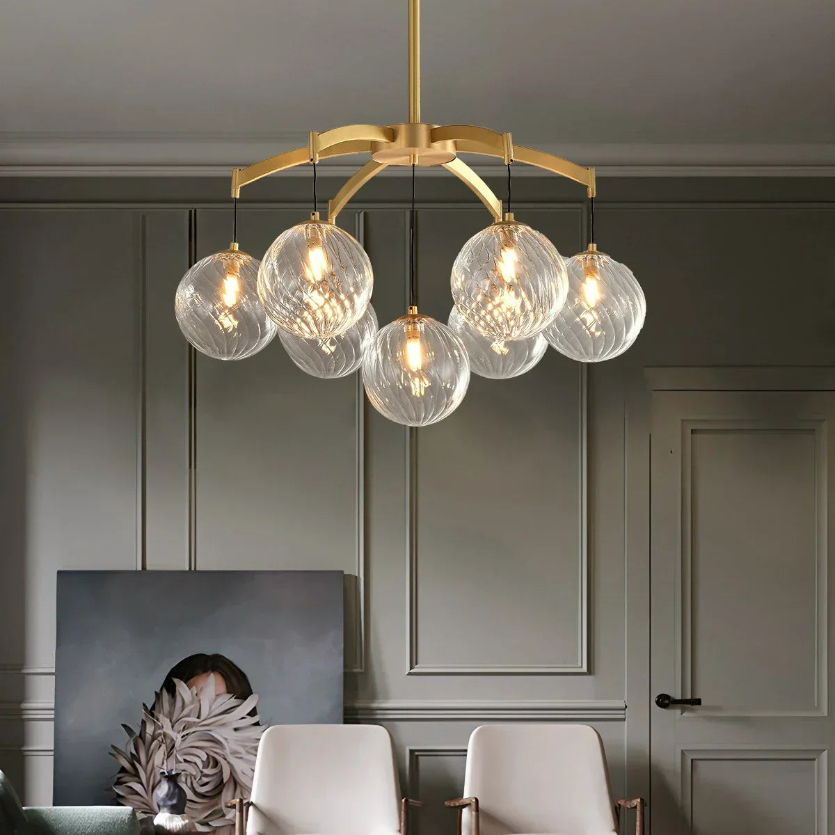 Modern Luxury Copper Glass Ball Chandelier | Desfino