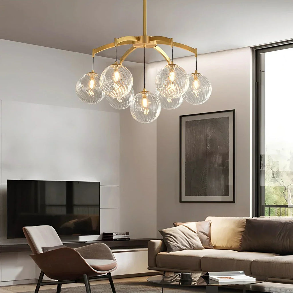 Modern Luxury Copper Glass Ball Chandelier | Desfino