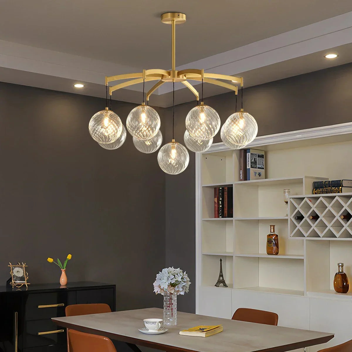 Modern Luxury Copper Glass Ball Chandelier | Desfino