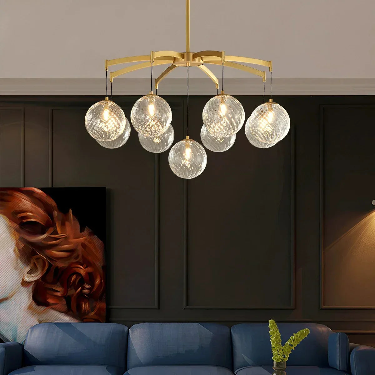 Modern Luxury Copper Glass Ball Chandelier | Desfino