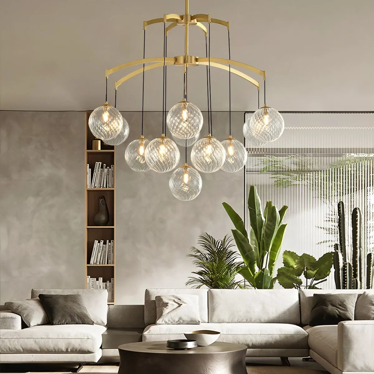 Modern Luxury Copper Glass Ball Chandelier | Desfino