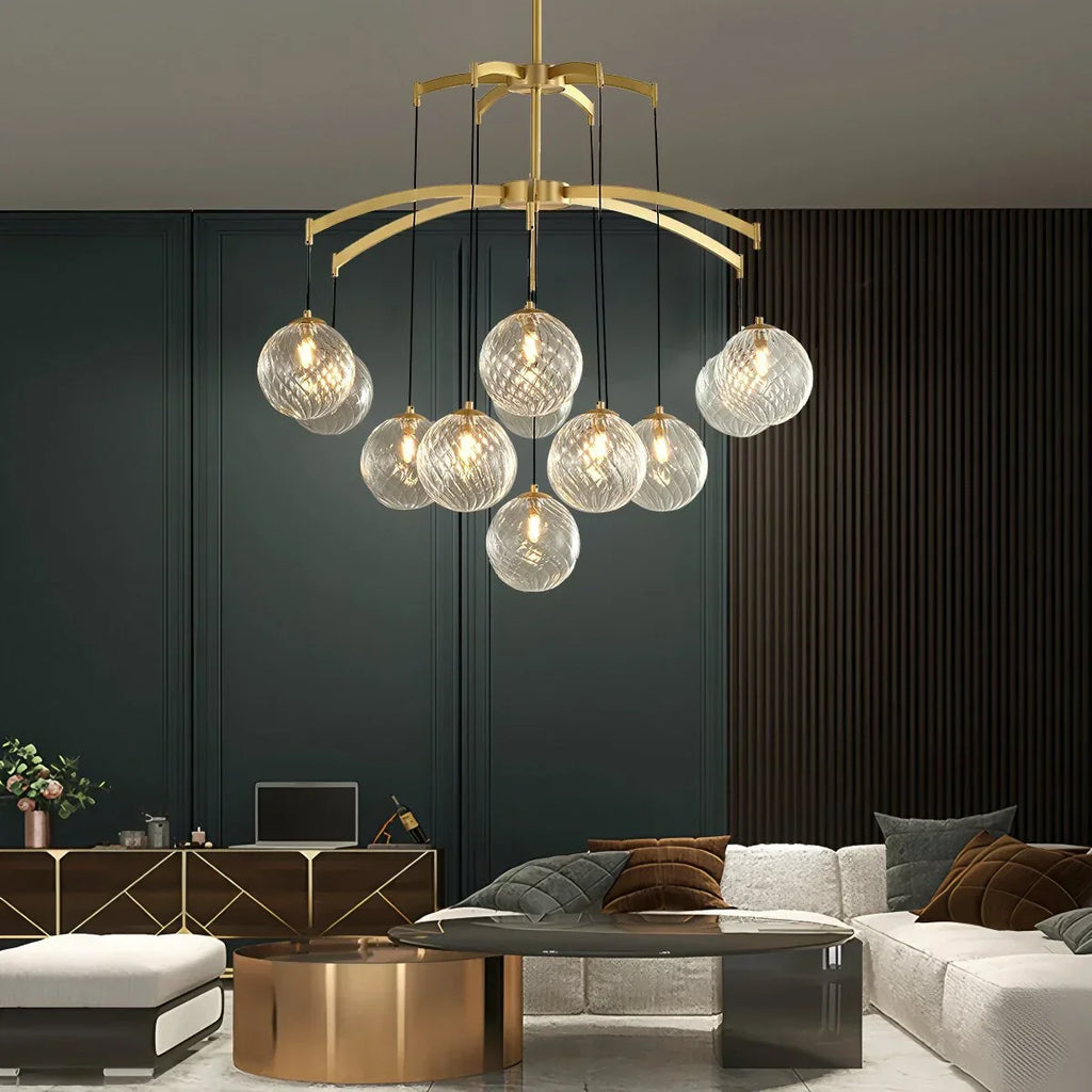 Modern Luxury Copper Glass Ball Chandelier | Desfino