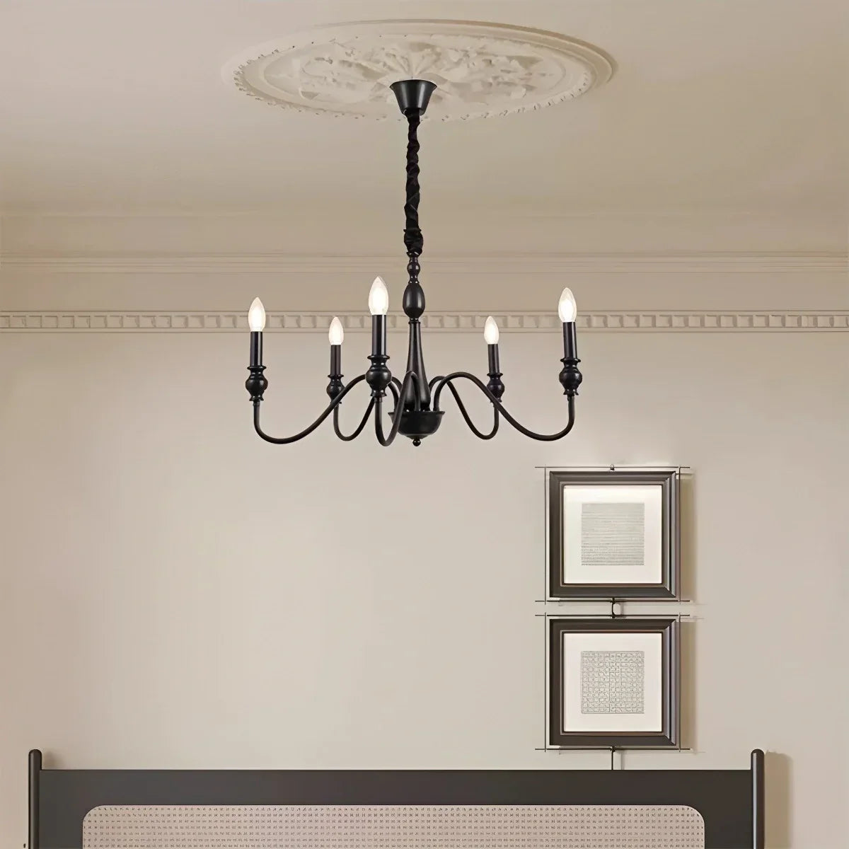 American Simple Black Candle-Style Chandelier | Desfino