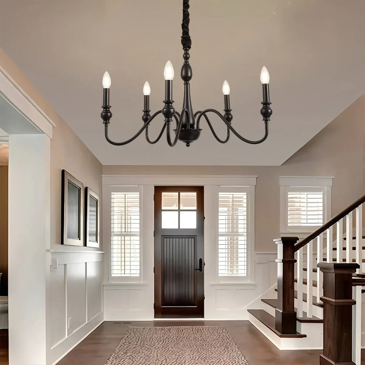 American Simple Black Candle-Style Chandelier | Desfino