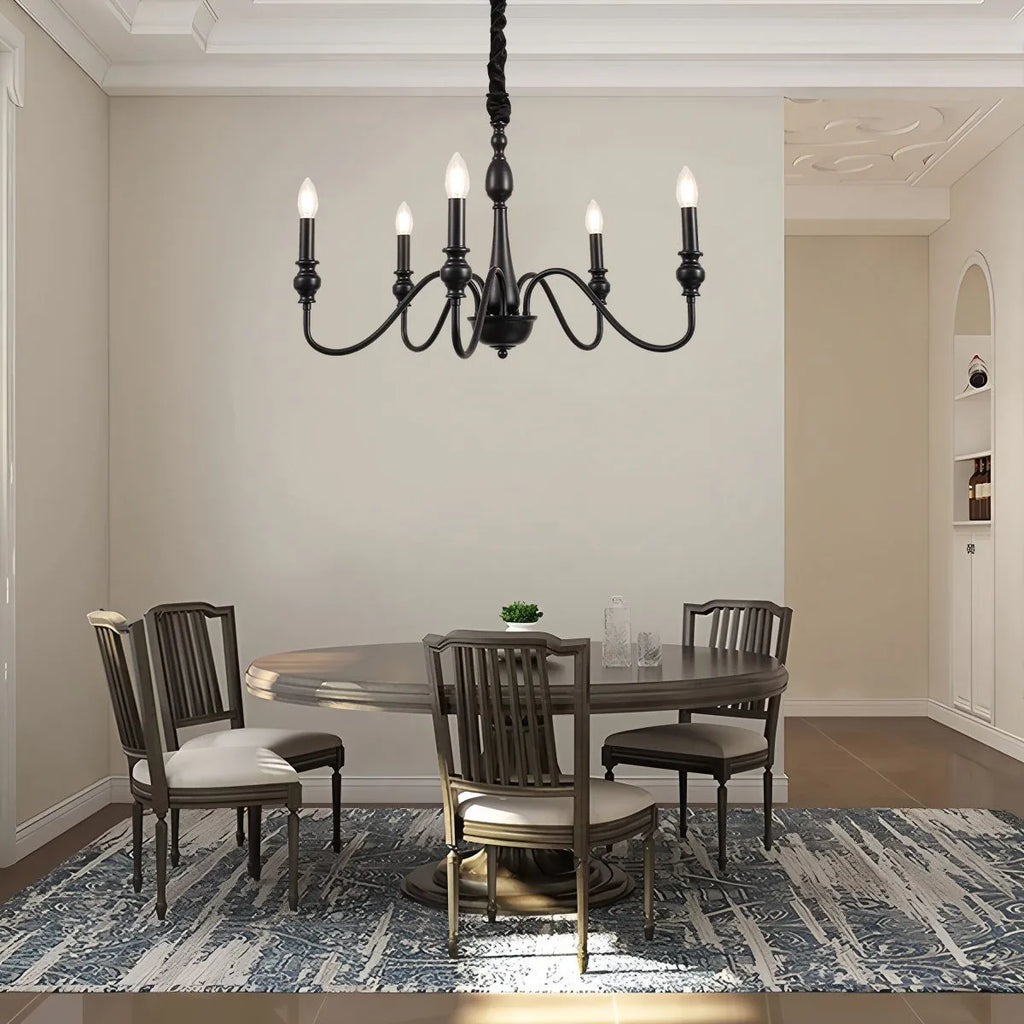 American Simple Black Candle-Style Chandelier | Desfino