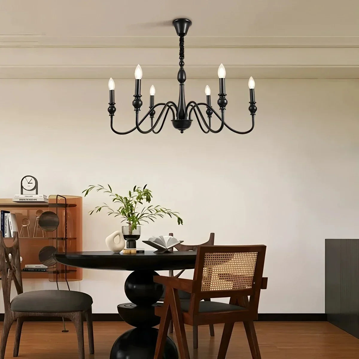 American Simple Black Candle-Style Chandelier | Desfino