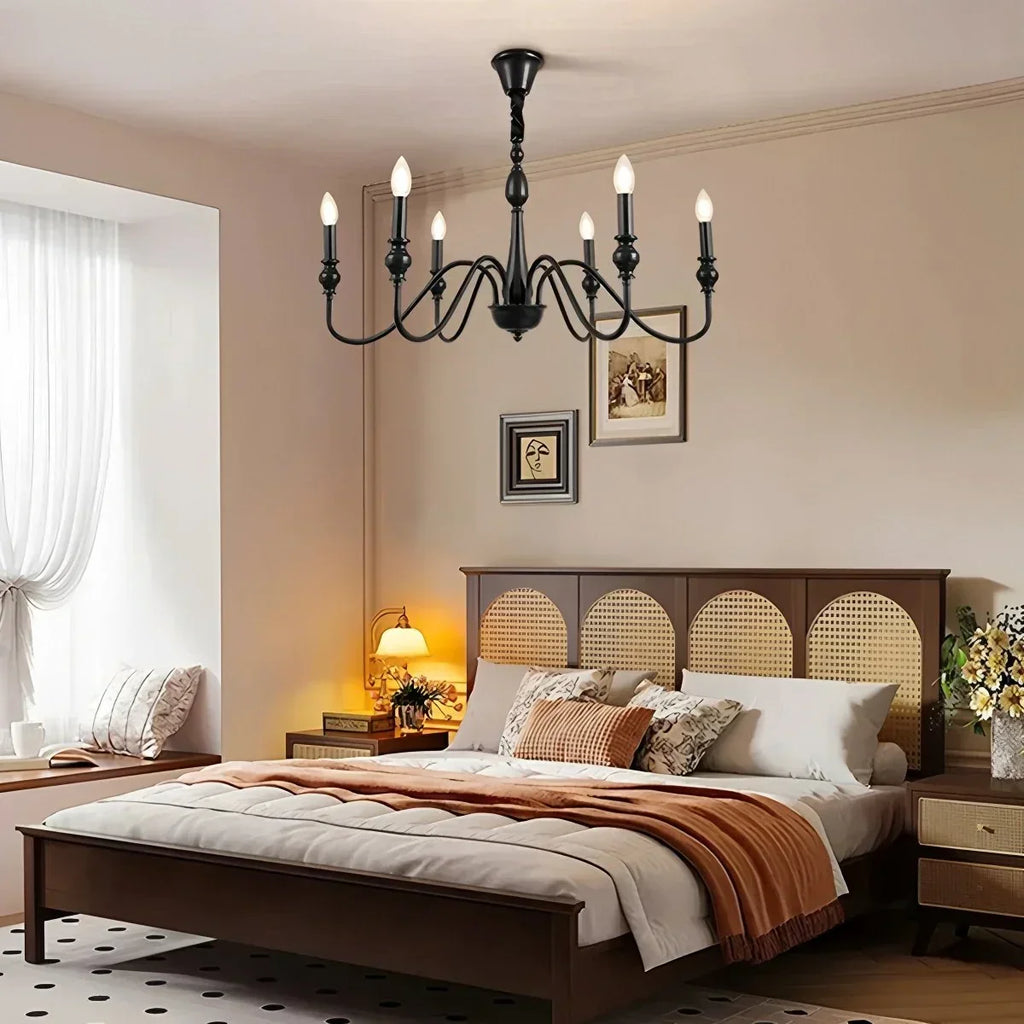 American Simple Black Candle-Style Chandelier | Desfino