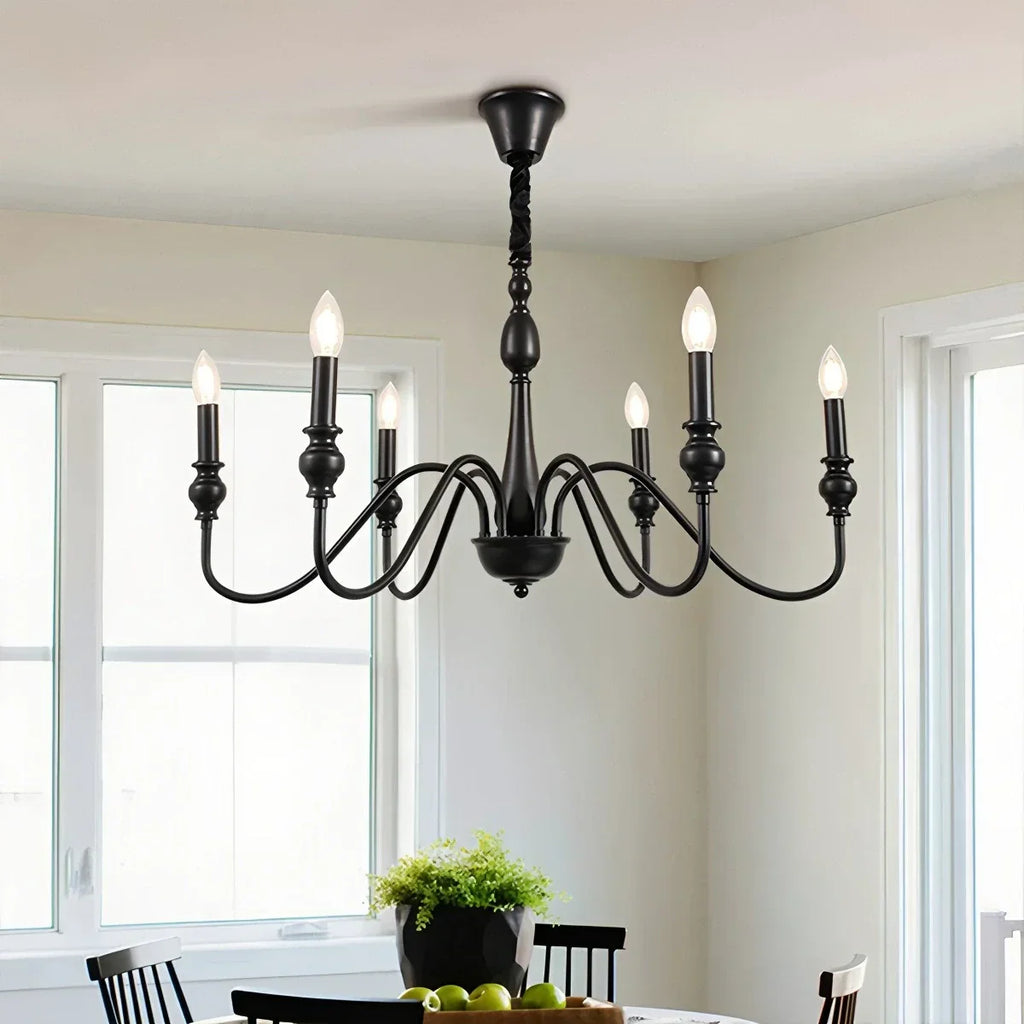 American Simple Black Candle-Style Chandelier | Desfino