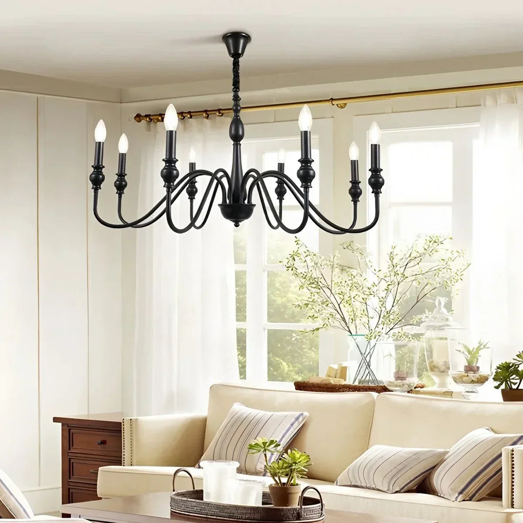 American Simple Black Candle-Style Chandelier | Desfino