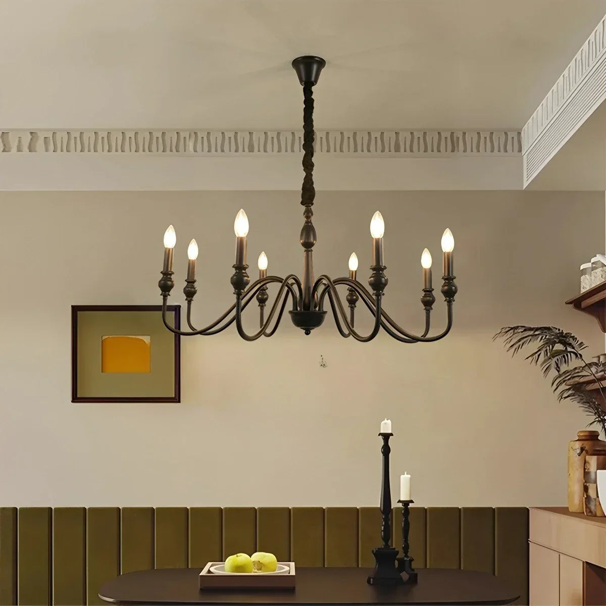 American Simple Black Candle-Style Chandelier | Desfino