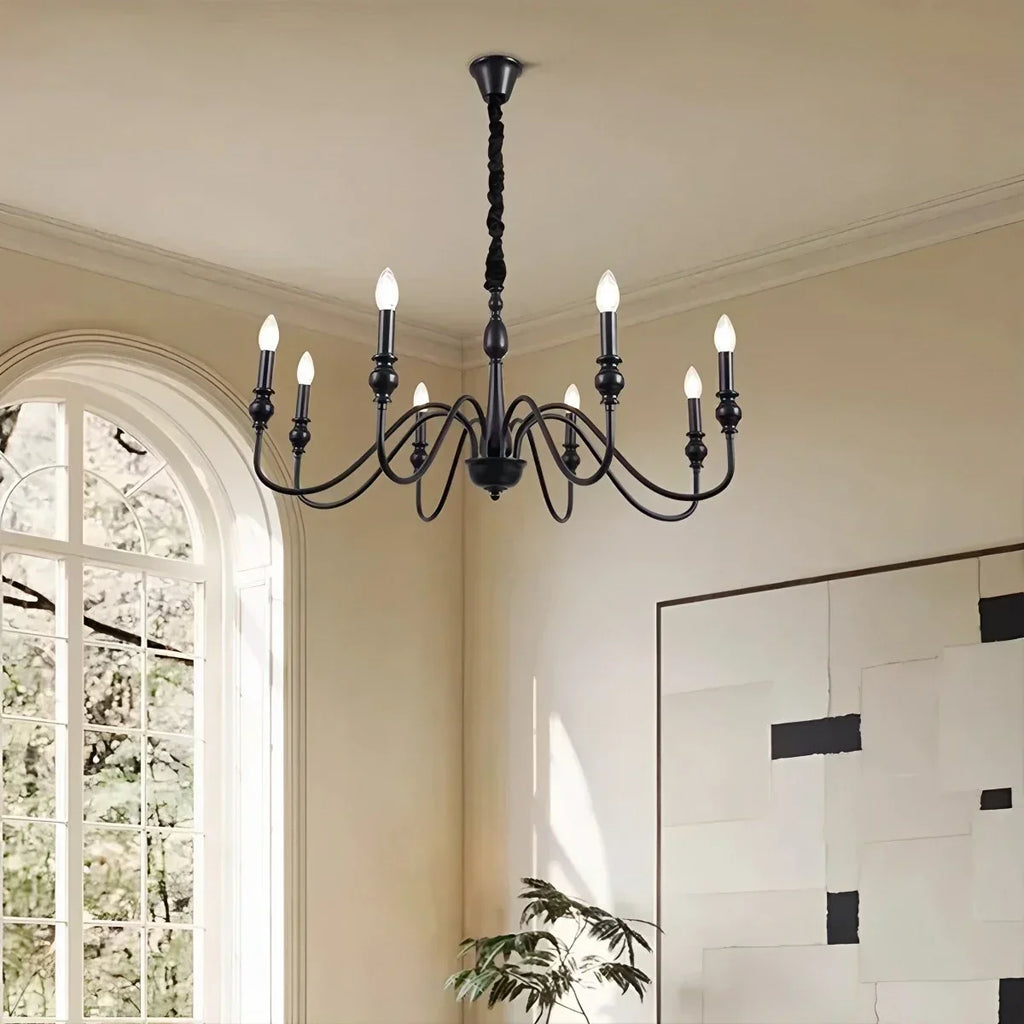 American Simple Black Candle-Style Chandelier | Desfino