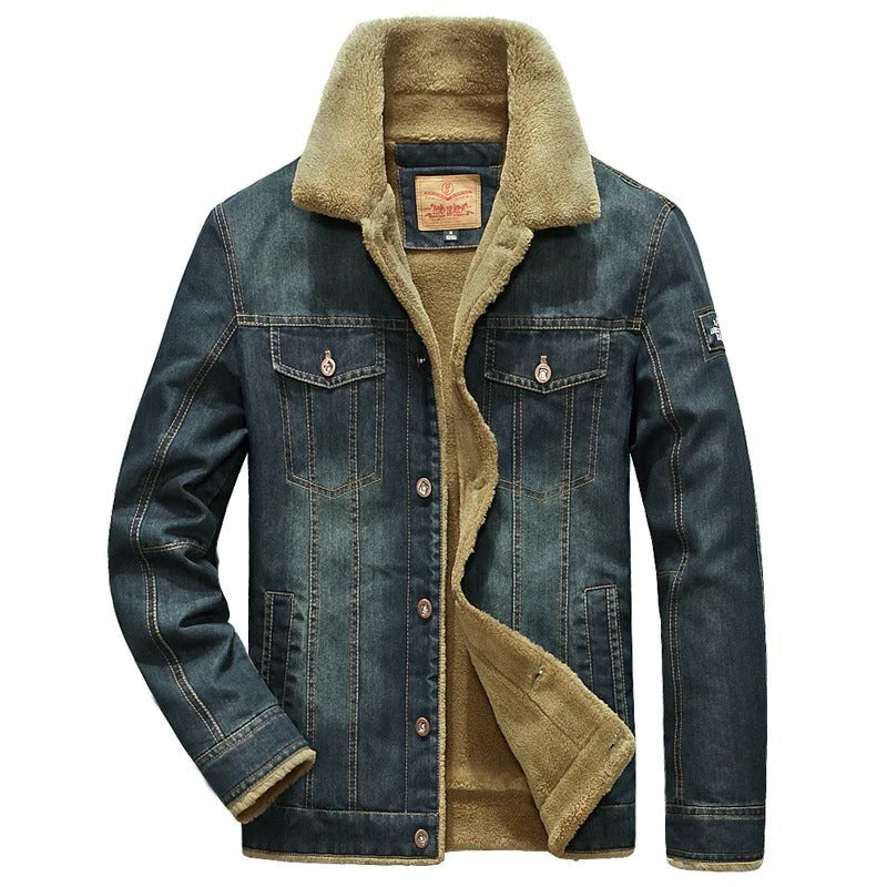 Giacca antivento in denim con fodera in pile Valeon — Capospalla confortevole - Desfino