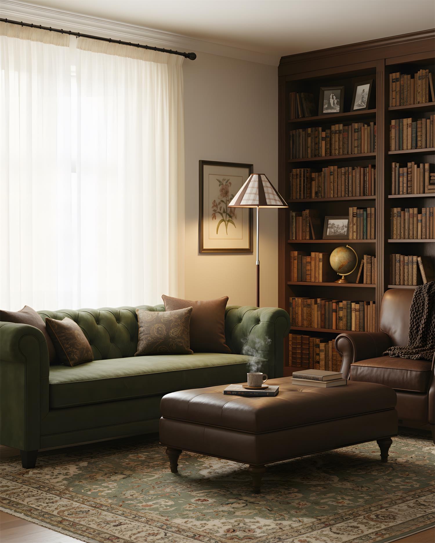 Hearthline Floor Lamp — Slim Silhouette, Plaid-Inspired Design