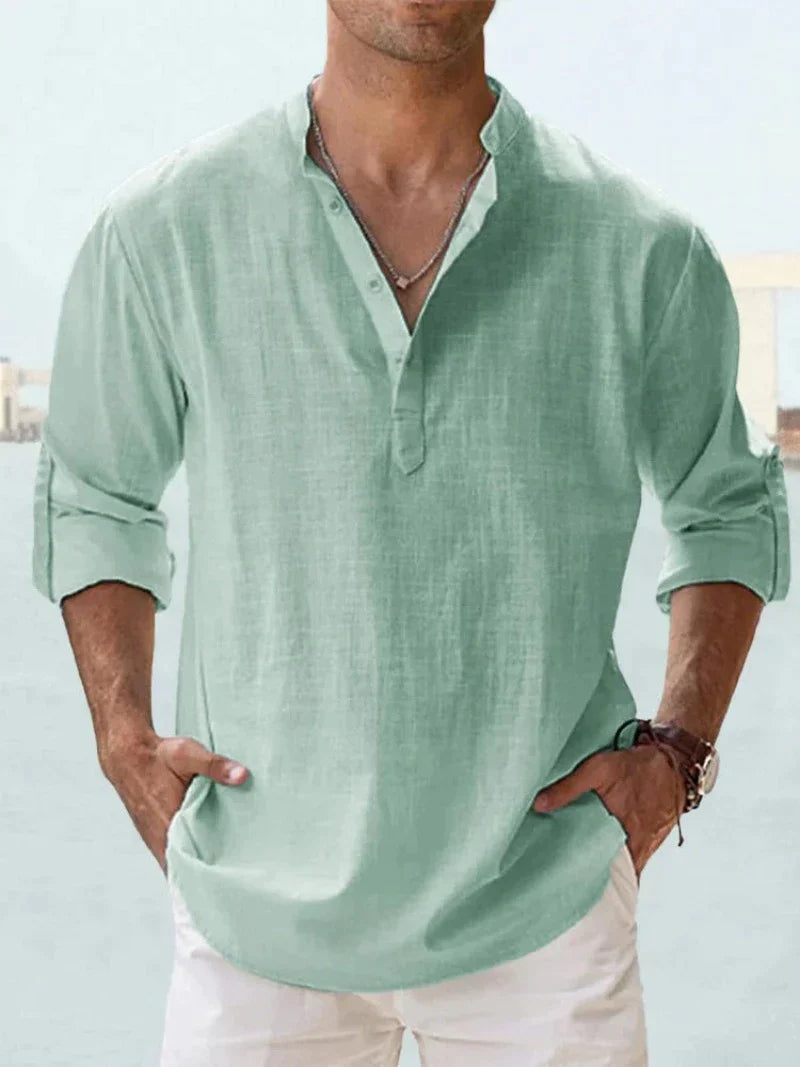 Chemise en lin Erick pour hommes — Chemise légère boutonnée pour l'été - Desfino