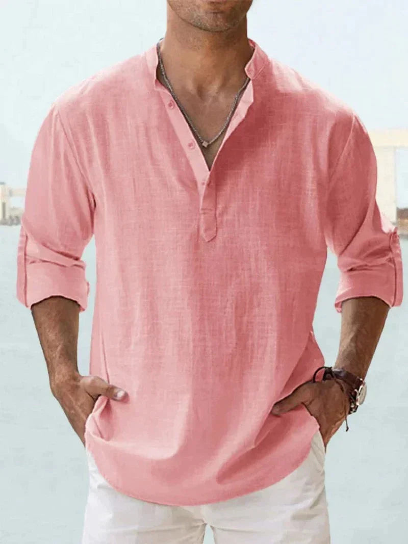 Chemise en lin Erick pour hommes — Chemise légère boutonnée pour l'été - Desfino