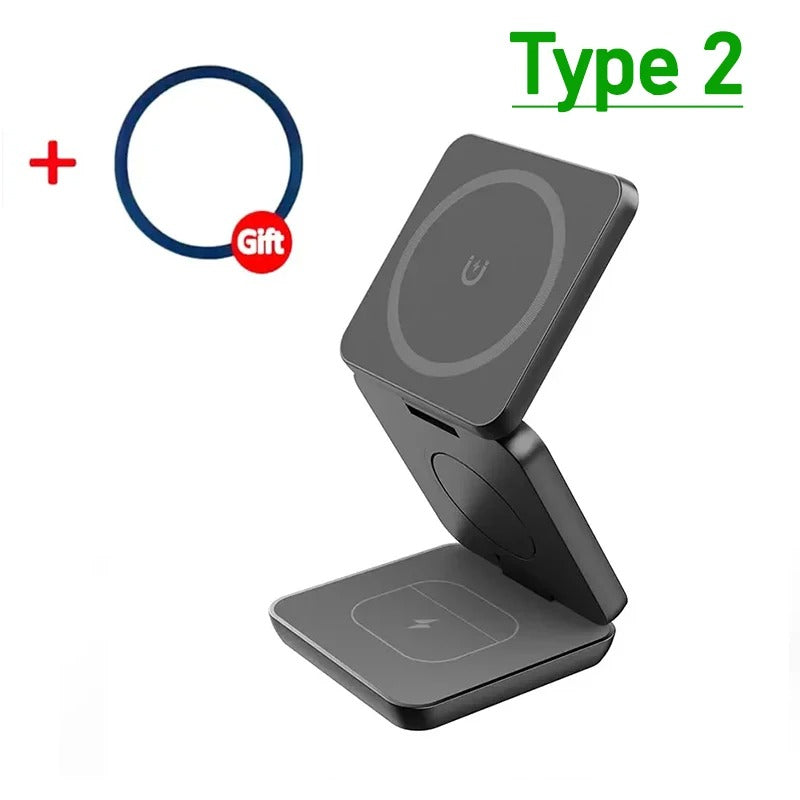 3合1 30W磁吸折叠无线充电器，适用于iPhone和AirPods - Desfino