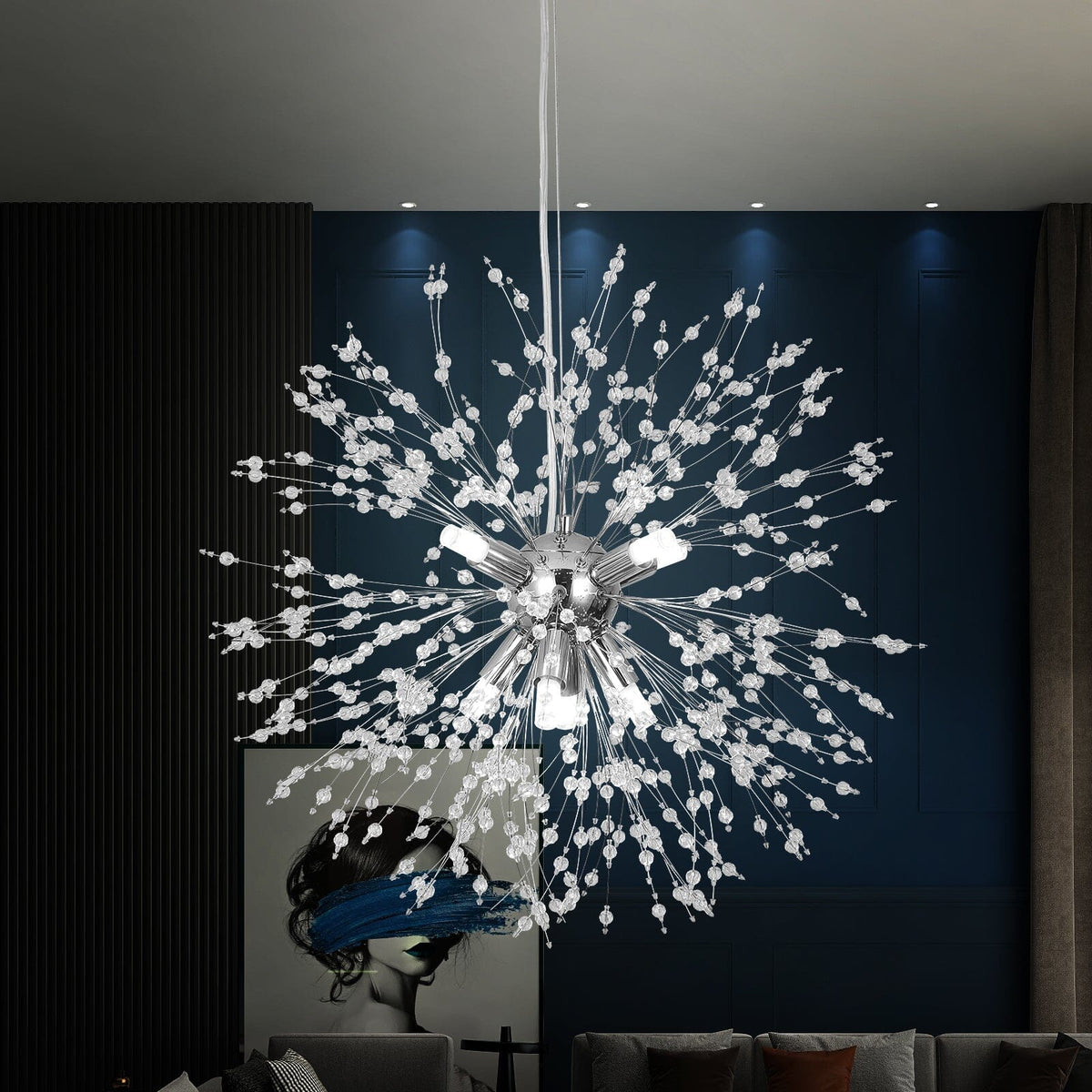 Asterra Crystal Dandelion Pendant Ceiling Light — Adjustable LED Strip - Desfino