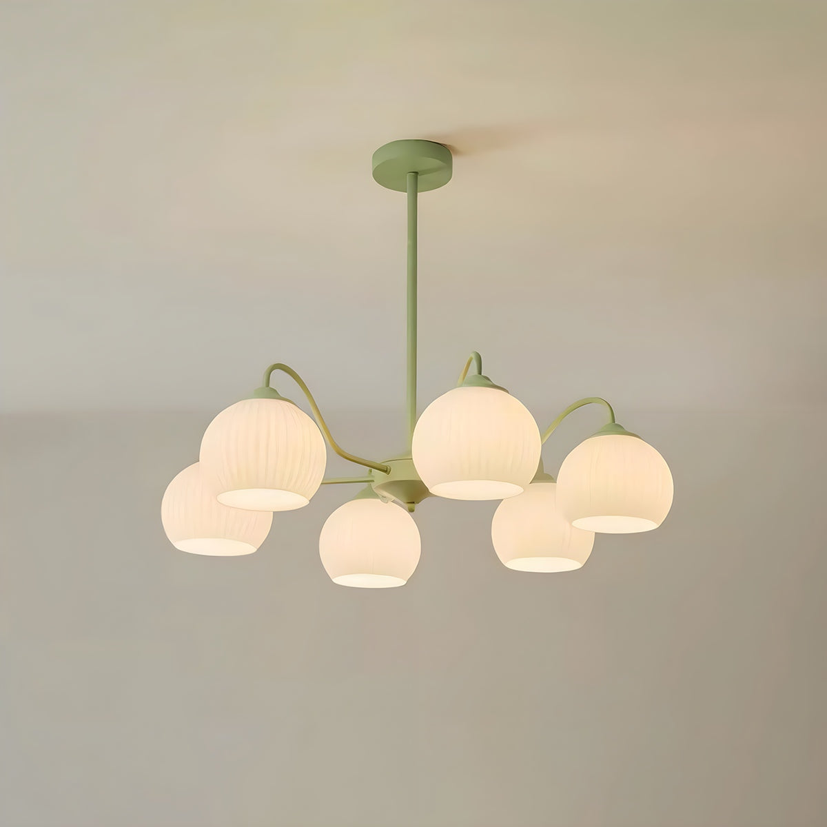 Ribbed Glass Matcha Chandelier | Desfino
