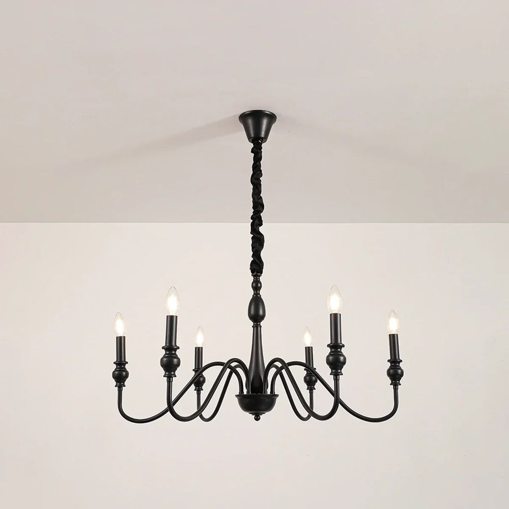 American Simple Black Candle-Style Chandelier | Desfino