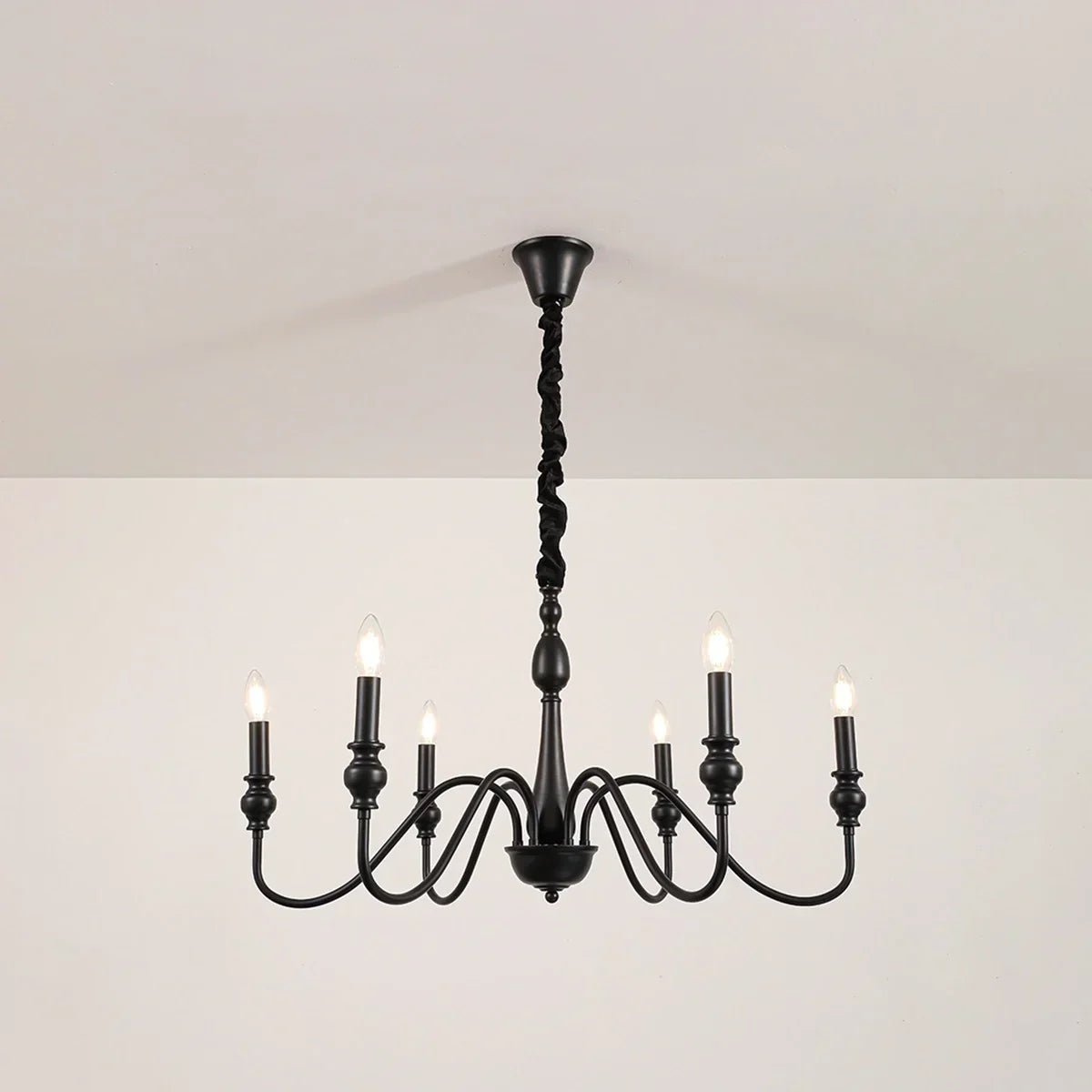American Simple Black Candle-Style Chandelier | Desfino