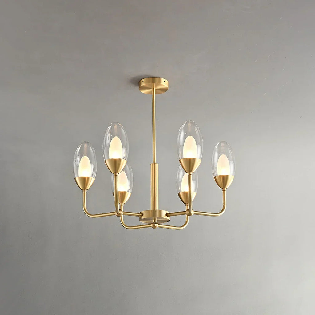 Eleganter Kronleuchter aus Kupfer und transparentem Glas | Desfino