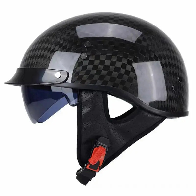 Retro kask typu half-face z włókna węglowego — lekki, zatwierdzony DOT ECE - Desfino