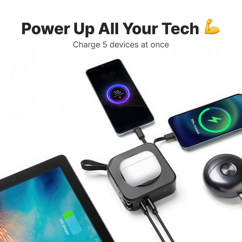 RoamCore 5-in-1ワイヤレスモバイルバッテリー＆ポータブル壁面充電器 - Desfino