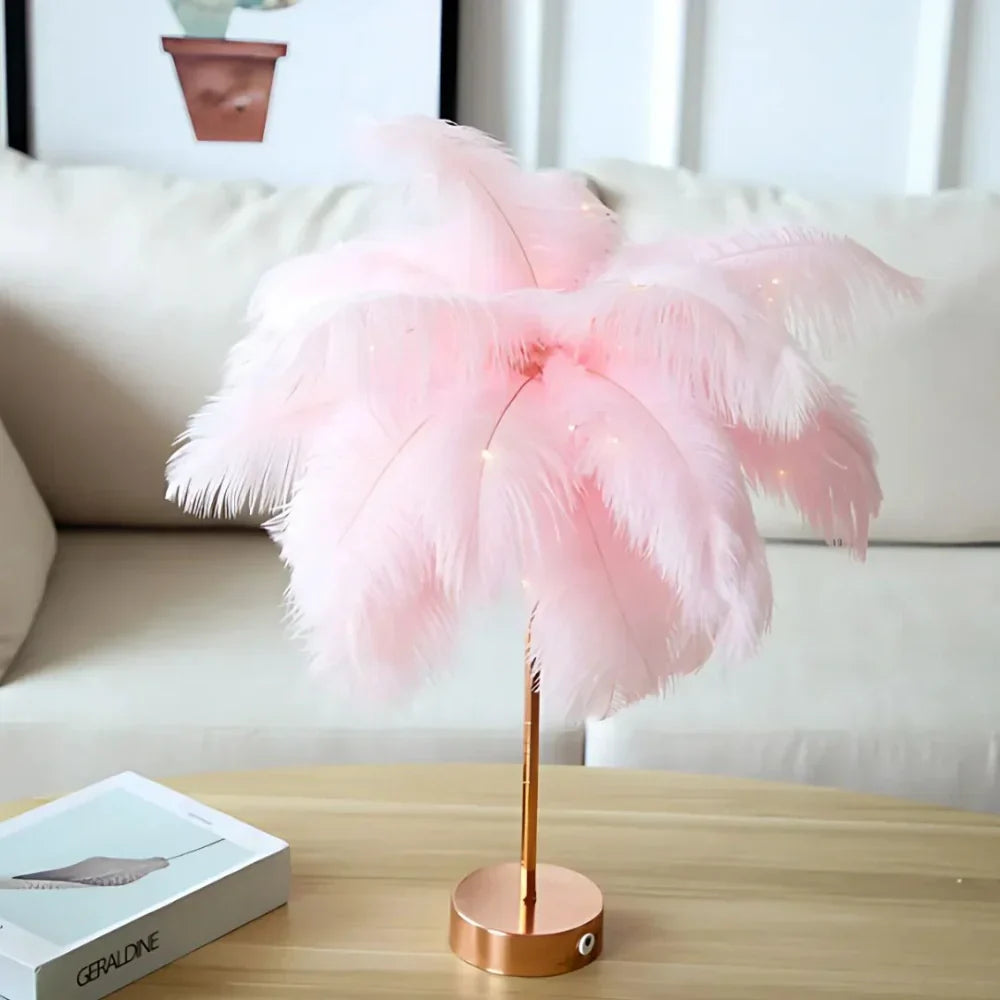 Lampă cu efect de strălucire FeatherLuxe — lumină ambientală blândă, inspirată de pene - Desfino