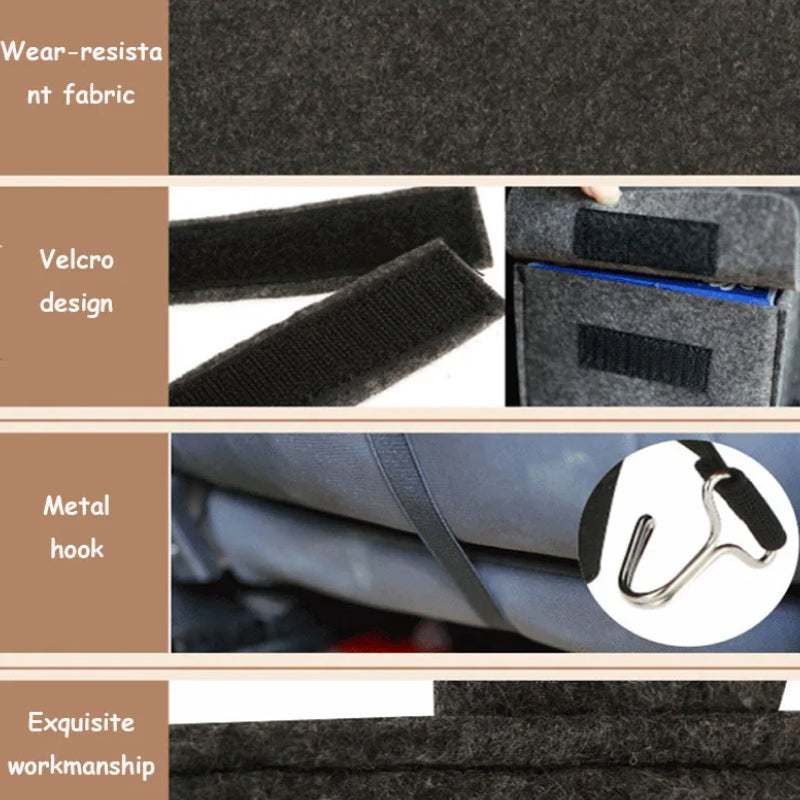 Navaro Felt Car Seat Back Organizer — Universal Fit, 4 Pockets | Desfino