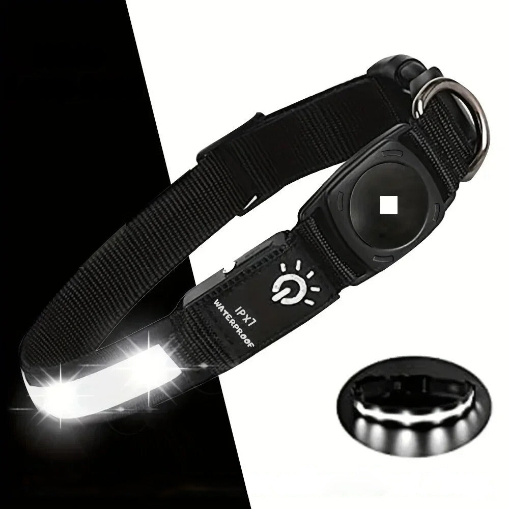 LumaPaw vattentätt LED-halsband för hundar — plats för Apple AirTag - Desfino