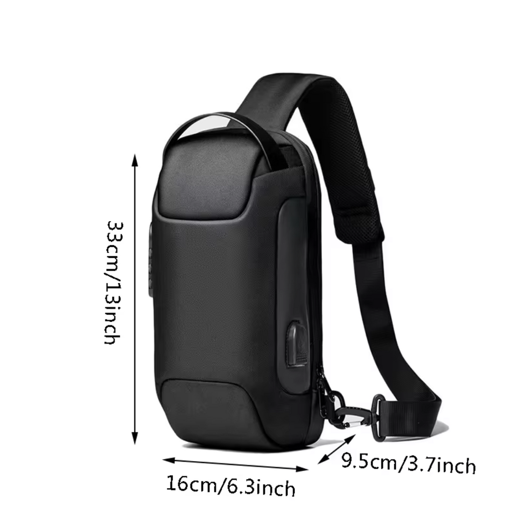 Cortina anti-diefstal-crossbodytas - 3-cijferig slot, USB-opladen - Desfino