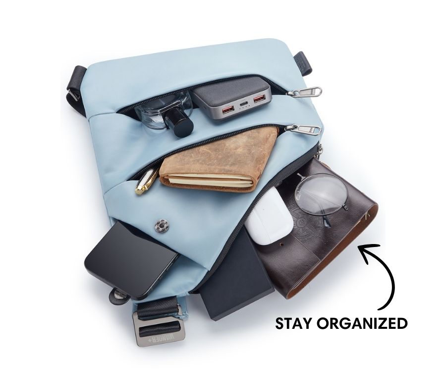 Slim Anti-Theft Travel Bag — Front Carry, Hidden Zippers, Storage - Desfino