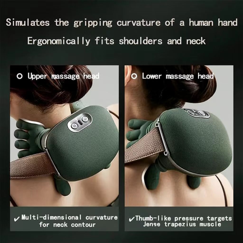 Shiatsu-massageapparat til nakke og skuldre med varme — dyb muskelafspænding - Desfino