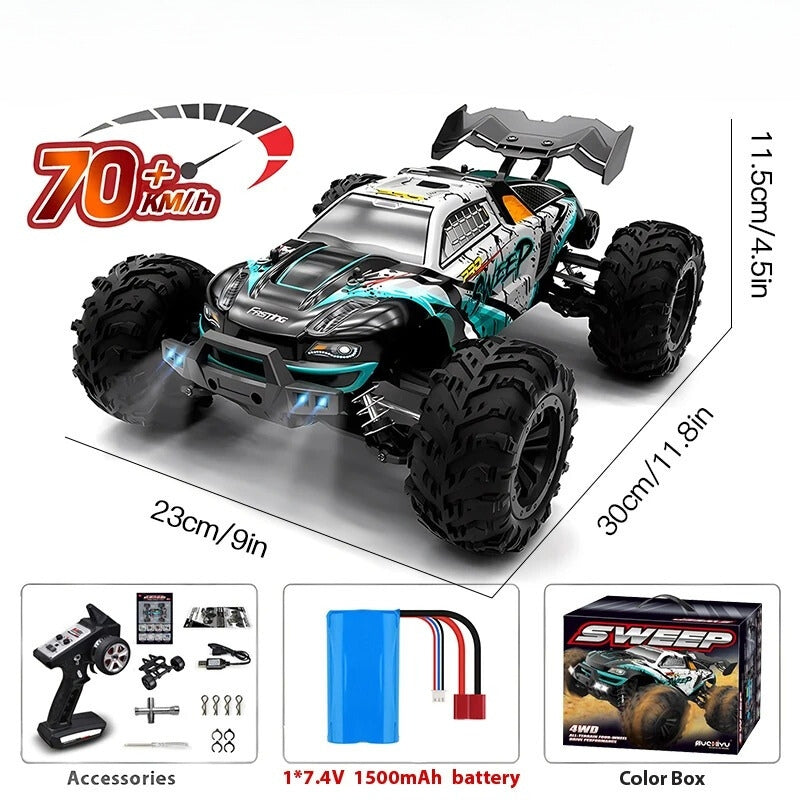 StormRift 1:16 høyhastighets 4WD RC-lastebil — LED-lys, fjernkontroll - Desfino