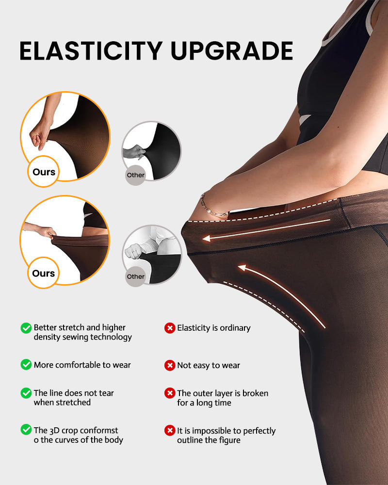 Translucent Fleece Lined Tights — Contoured Waist Support