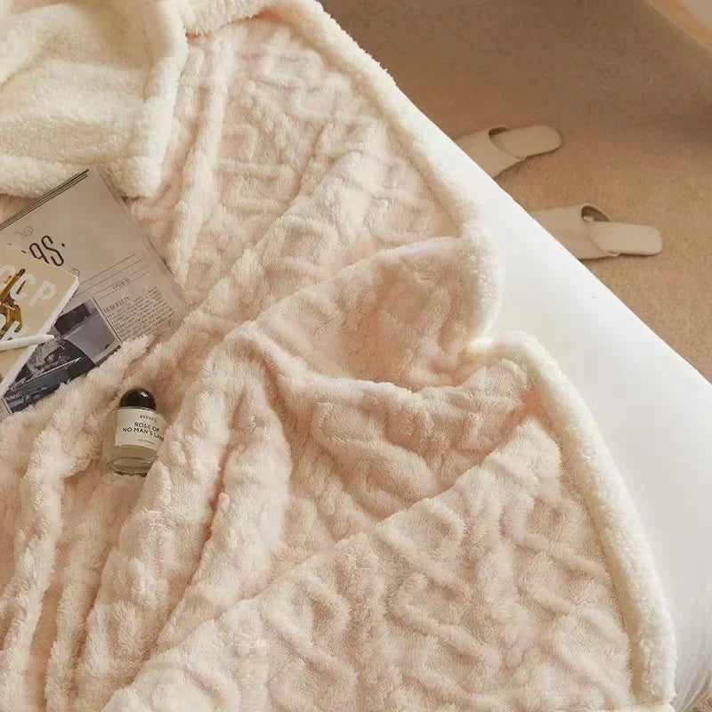 Coperta in lana di agnello spessa per l'inverno SnugHaven — microfibra reversibile - Desfino