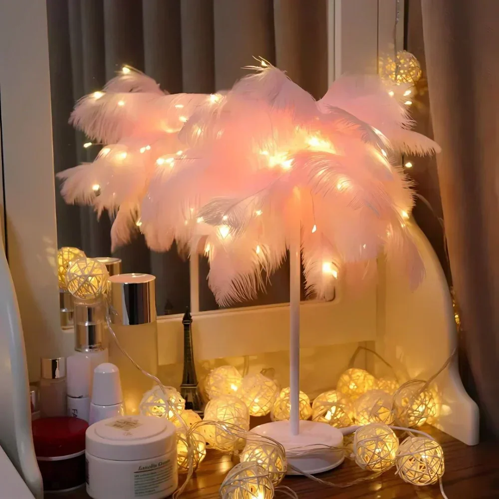 Lampă cu efect de strălucire FeatherLuxe — lumină ambientală blândă, inspirată de pene - Desfino