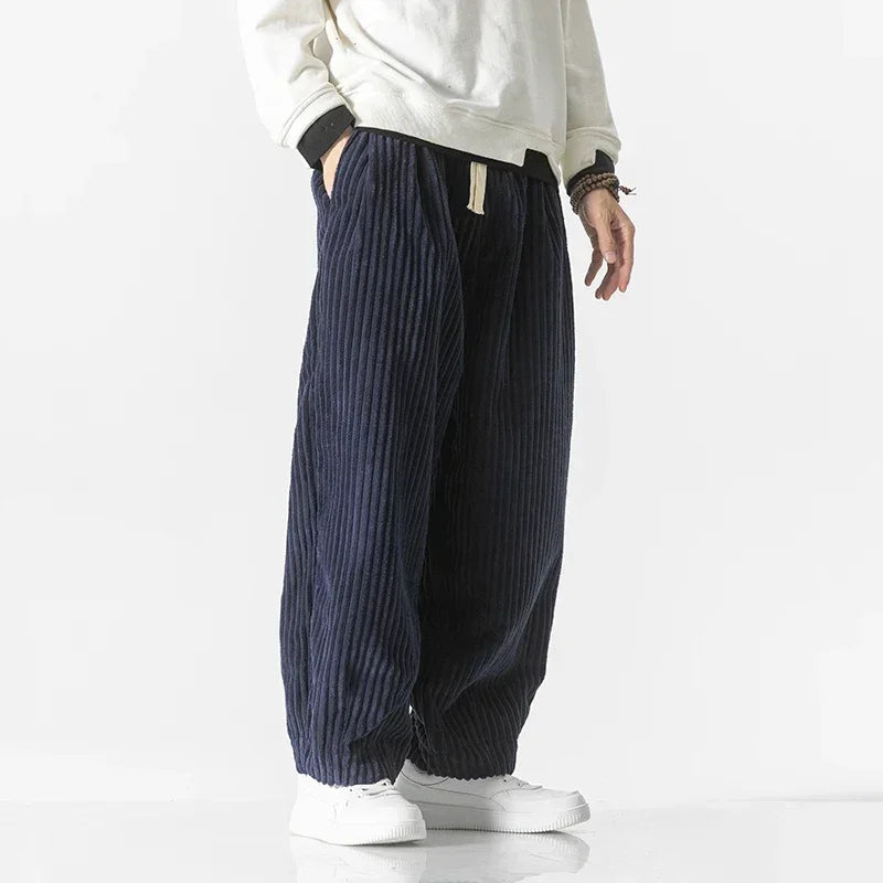 Pantalon large en velours côtelé Marlow — Pantalon jogger à cordon de serrage - Desfino
