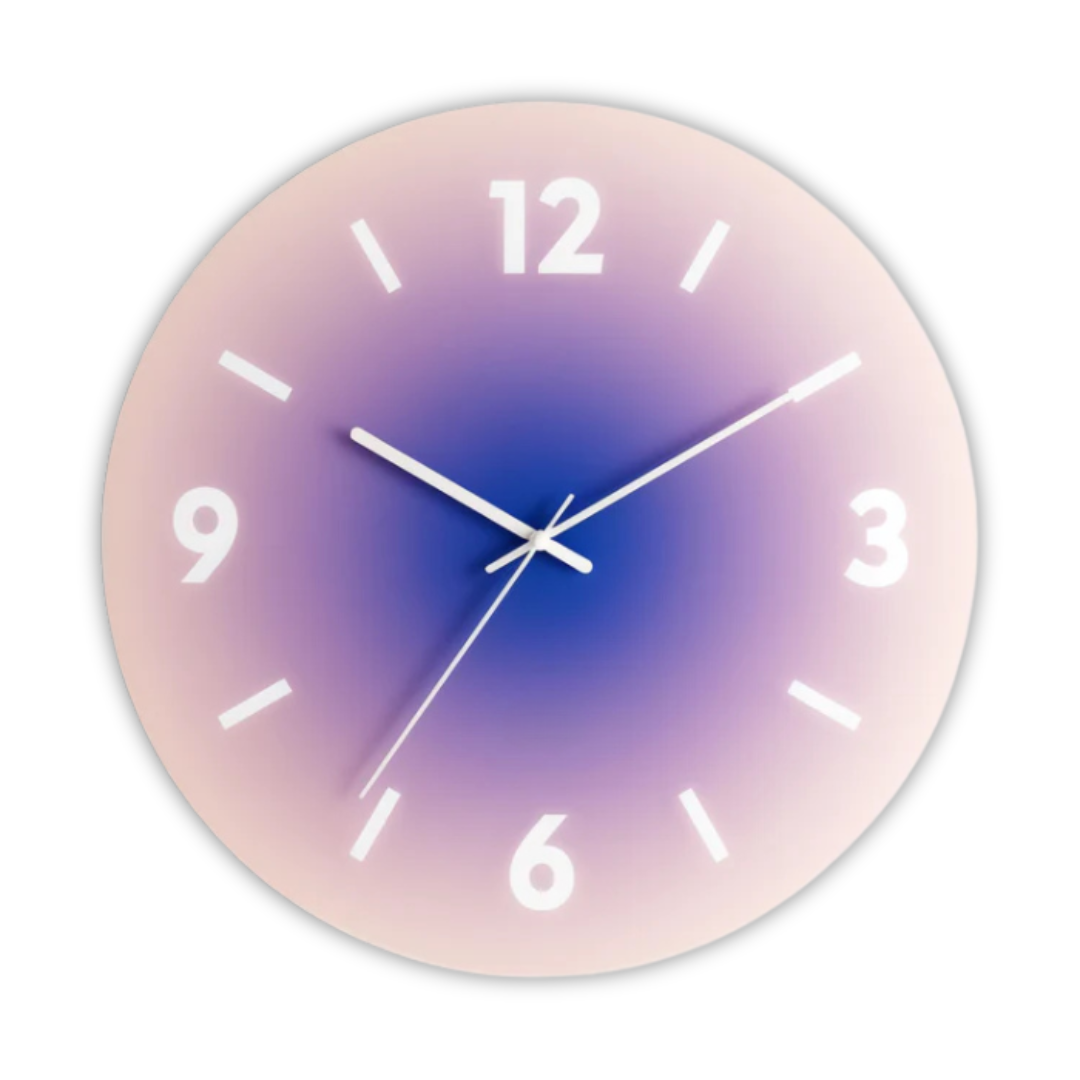 Ceas de perete din sticlă Lumeo Astra Sunset, 30 cm — Mecanism quartz silențios - Desfino