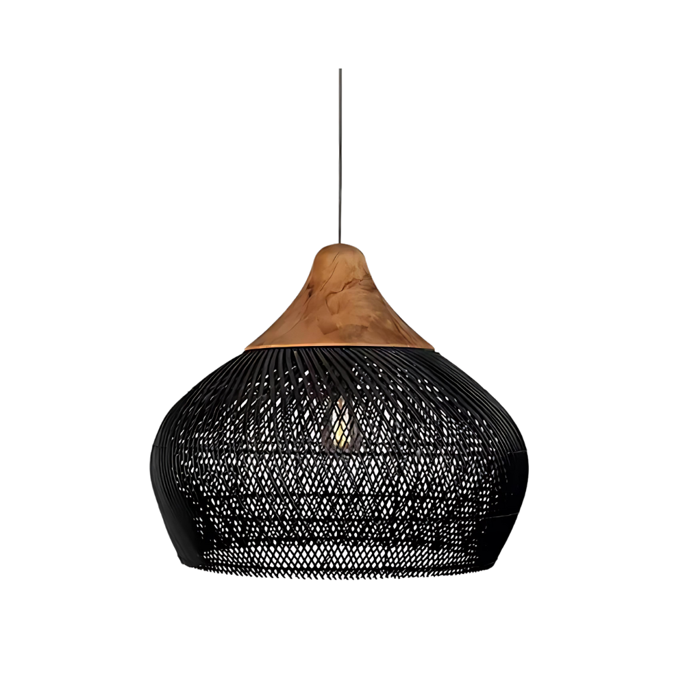 Asterra Rattan Pendant Light — Handwoven Boho Ceiling Fixture - Desfino