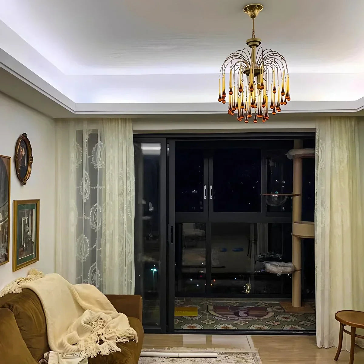 French Retro Water Drop Glass Chandelier | Desfino