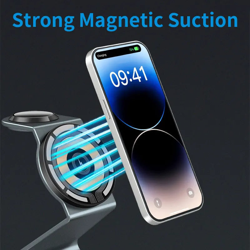 MagnaVolt 3-i-1 magnetisk trådløs lader: iPhone, Apple Watch og AirPods - Desfino