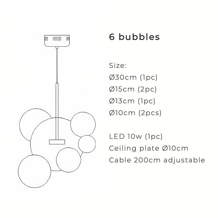 Nordic Snowball skleněný lustr — matně bílé/průhledné koule, teplé/bílé světlo - Desfino