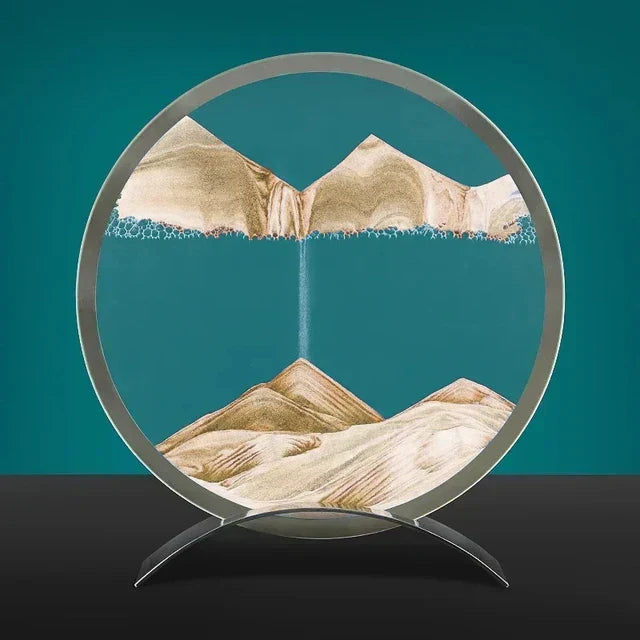 Sandscape-valaisin — liikkuvaa hiekkaa esittävä taideteos ja tunnelmavalo - Desfino
